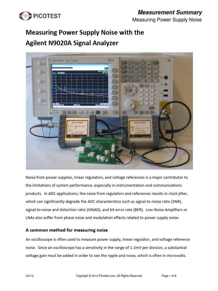Measuring Power Supply Noise With The Agilent N9020A Signal Analyzer