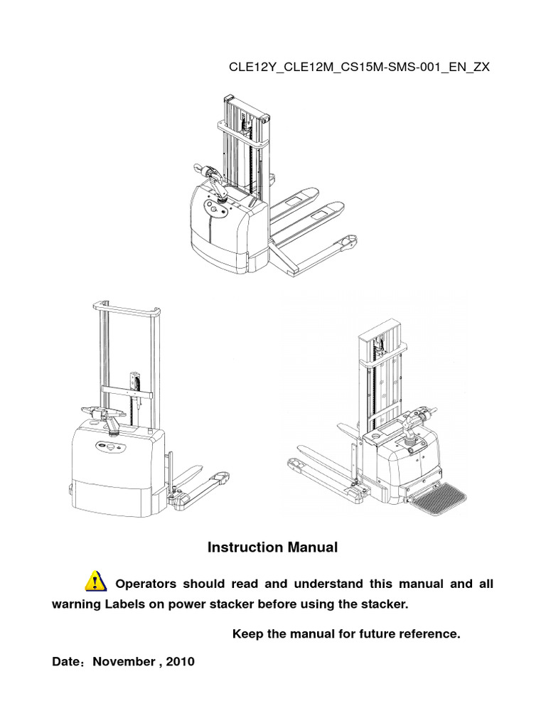 Electric Stacker Operating Manual | PDF | Vehicles | Electricity
