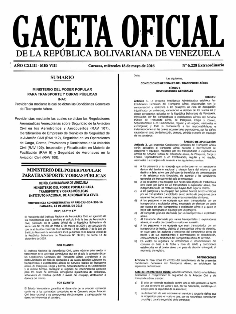 124c5GACETA OFICIAL CGTA | PDF | Aeropuerto | Derechos especiales de dibujo