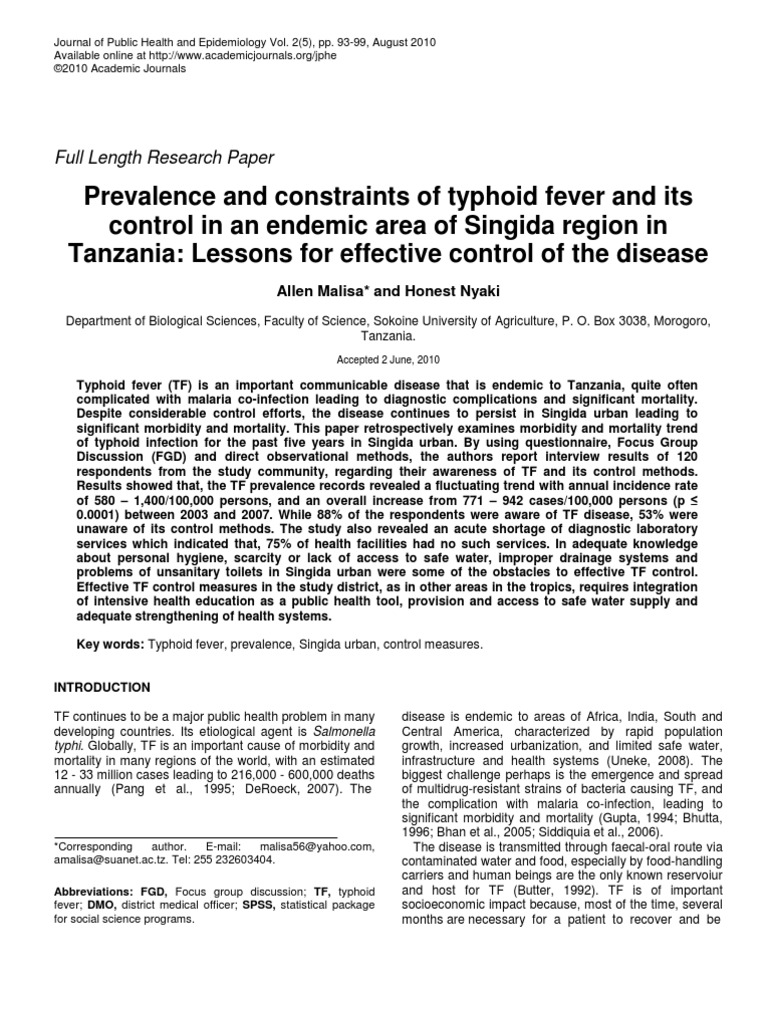 Incidence of typhoid fever image