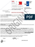 Certificat de Donation Francais