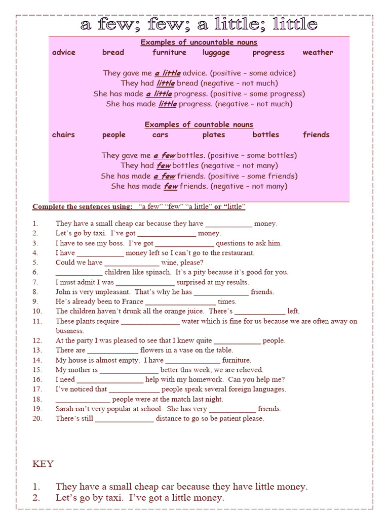Few A Few Little A Little Grammar Guides 53424 | PDF | Noun | Language ...