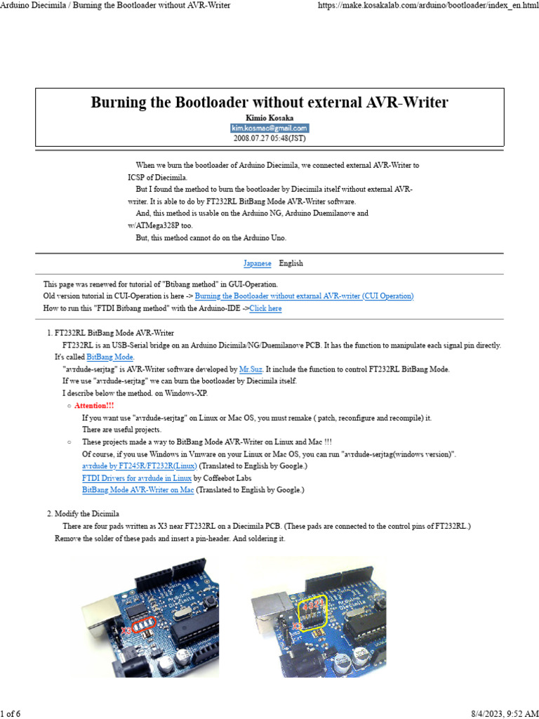 Burning The Bootloader Without AVR-Writer | PDF | Arduino | Booting