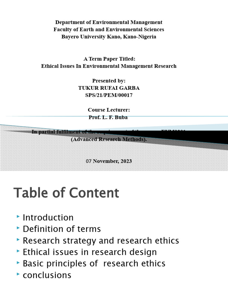 Ethical Issues in Environmental Research | PDF | Qualitative Research ...