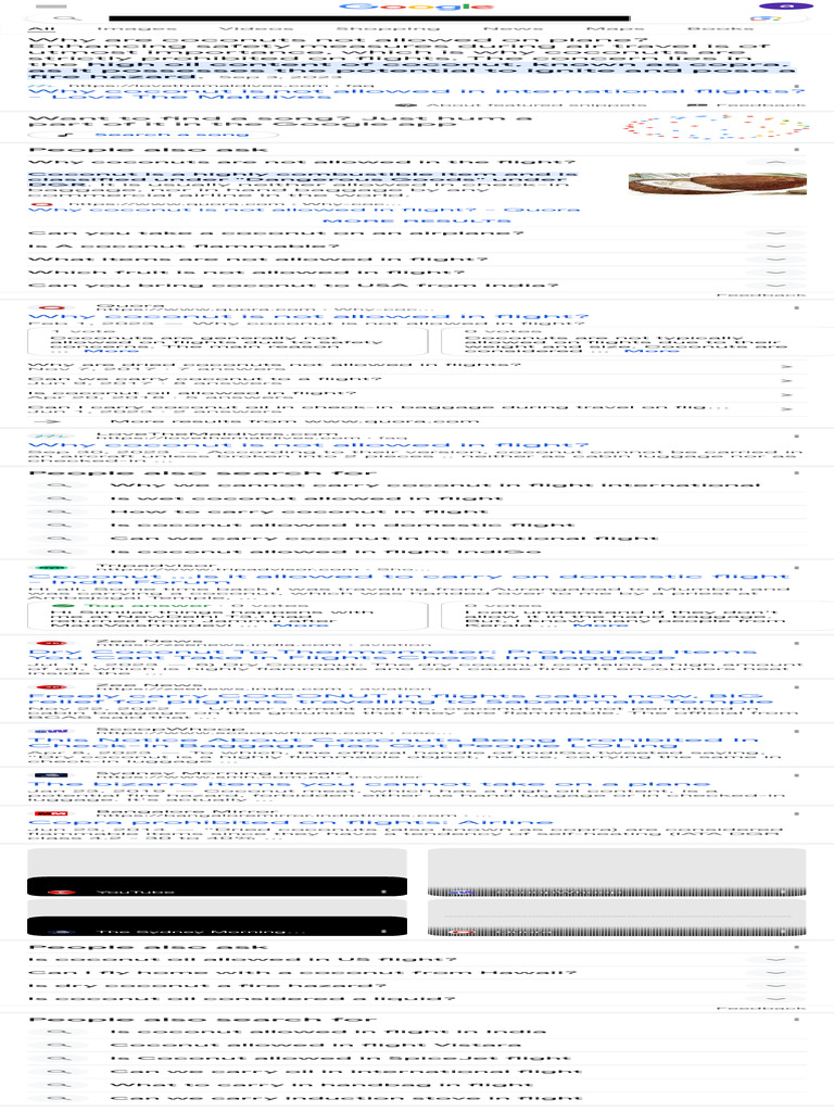 Why We Cannot Carry Coconut in Flight Google Search Download Free