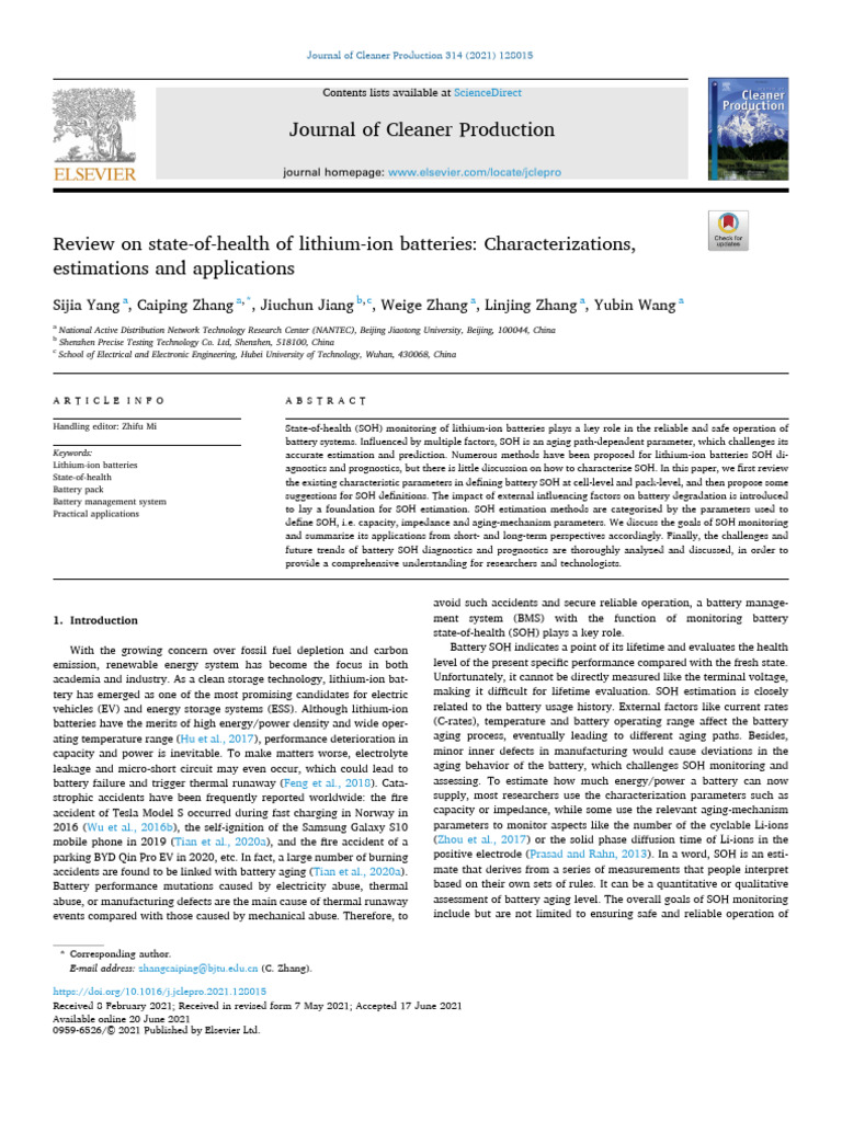 ReviewonstateofhealthoflithiumionbatteriesCha_2021_Journalof