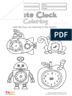 Cute Clock Coloring Worksheets For Kids 1