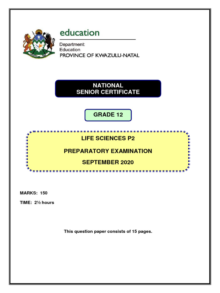 Life Sciences P2 Sept 2020 GR 12 QP | PDF | Meiosis | Genetically ...
