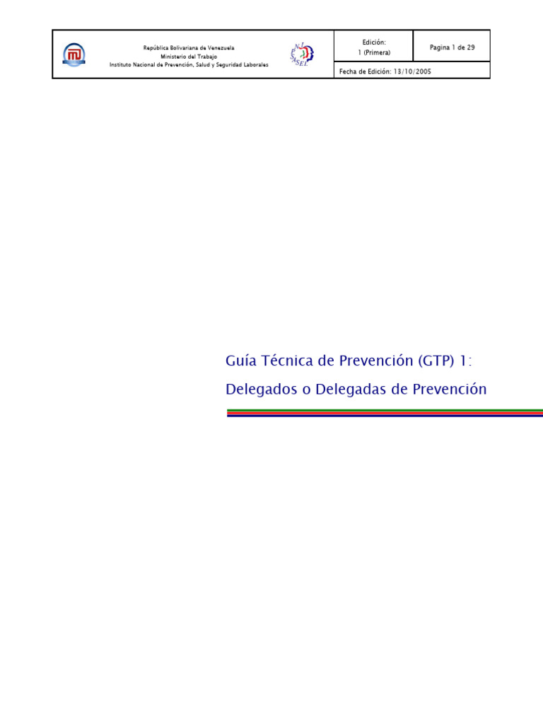 Guia Tecnica Num 1 Inpsasel Delegado De Prevencion Pdf Derecho