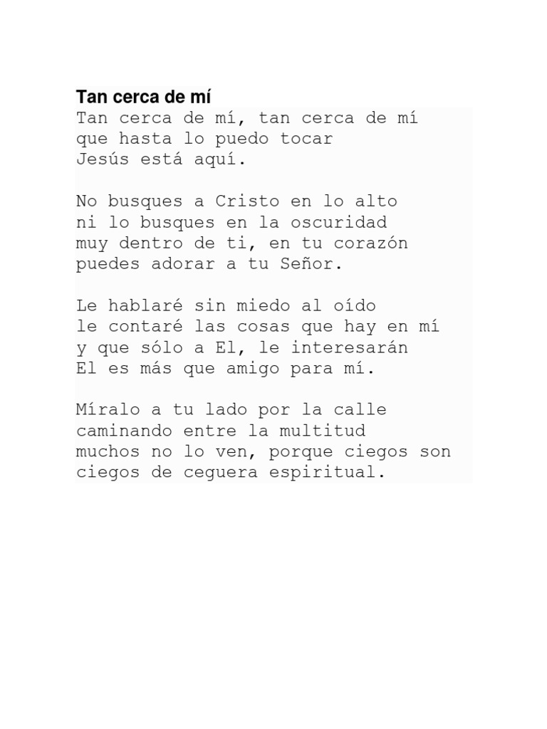Letra del canto 