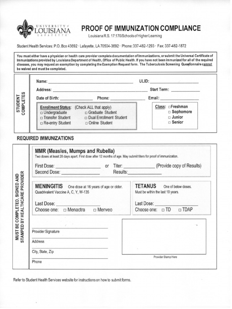 Immunization Compliance Forms | PDF