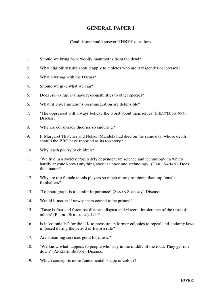 General Past Papers | PDF