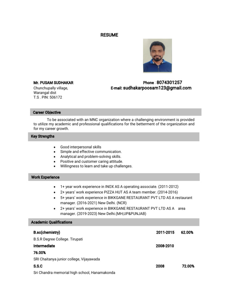 Sudhakar Resume NEW | PDF