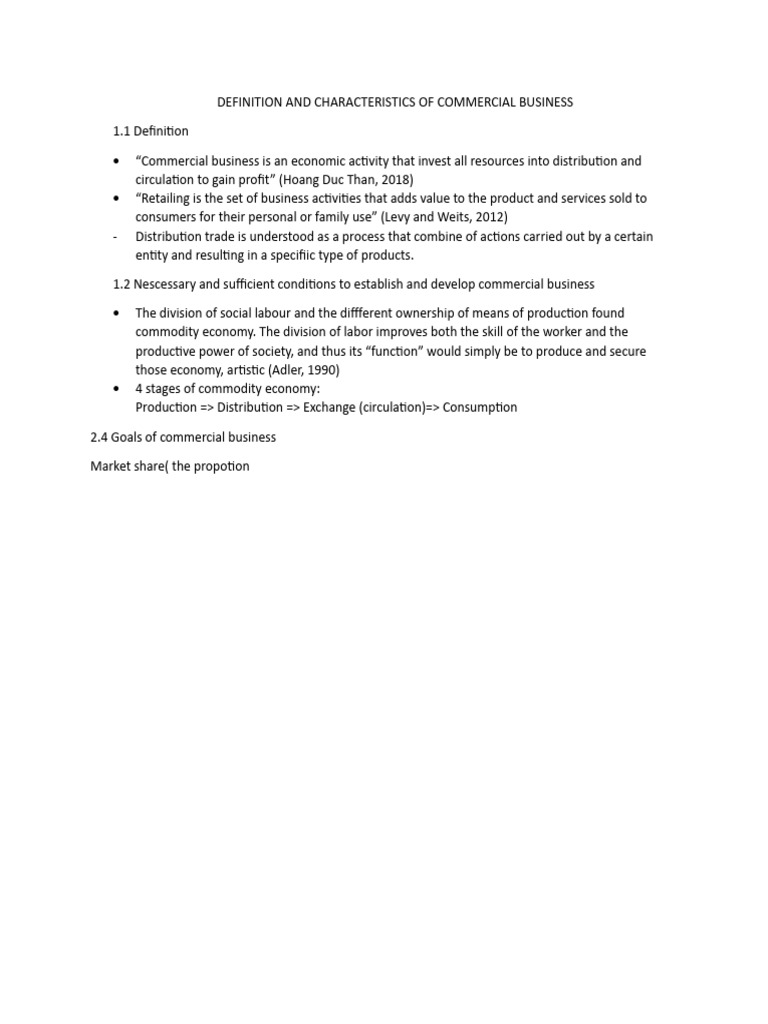 Definition and Characteristics of Commercial Business | PDF | Asean ...