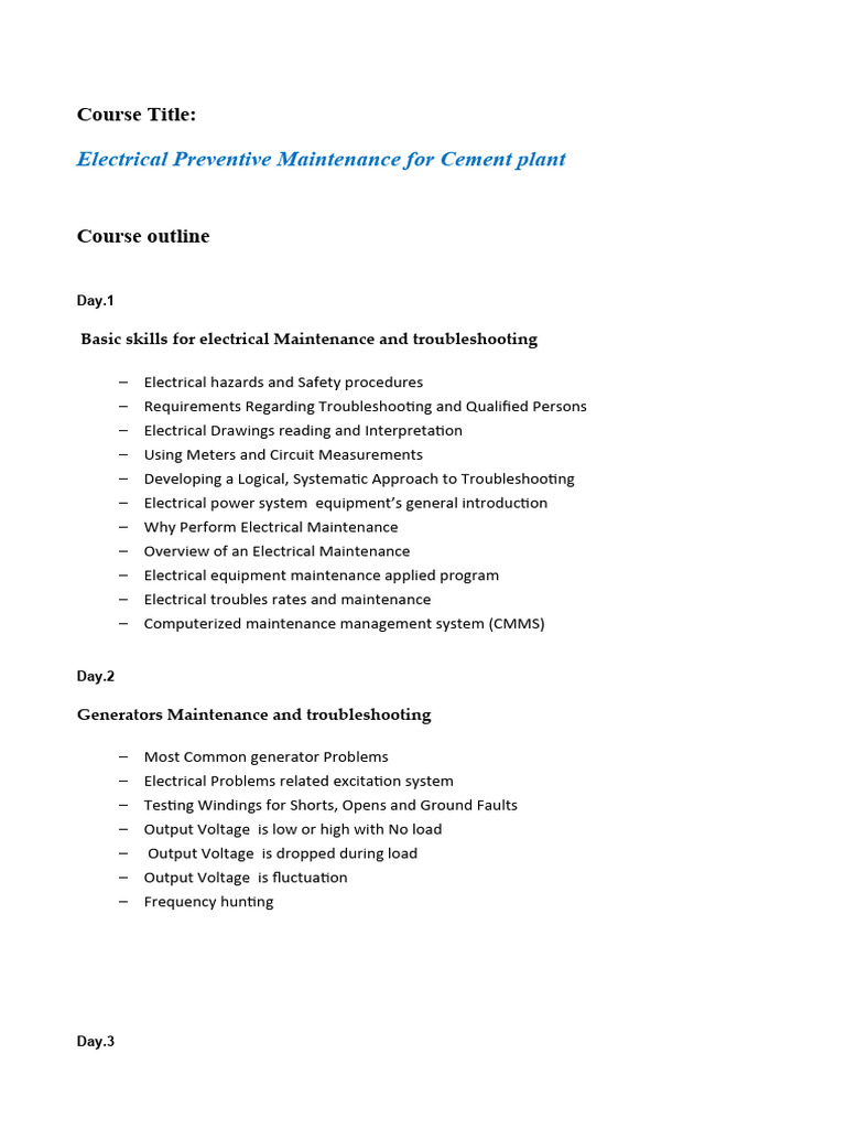Electrical Maintenance Course for Cement Plants | PDF | Technology ...