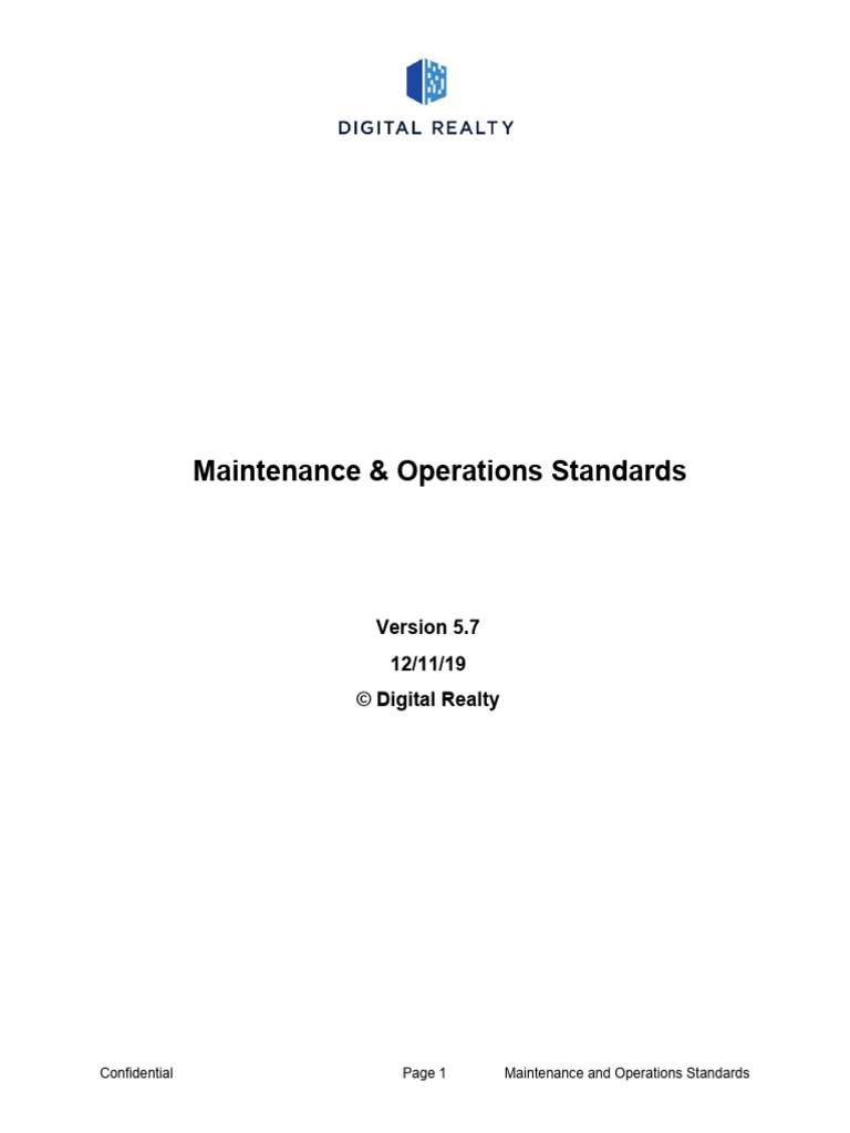 Digital Realty 1705 Maintenance and Operations Standards v5.6 PDF