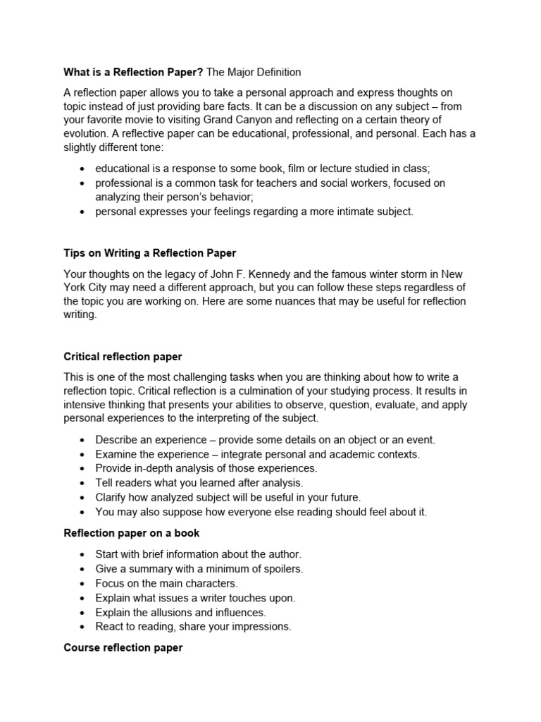 What Is A Reflection Paper | PDF | Experience | Critical Thinking