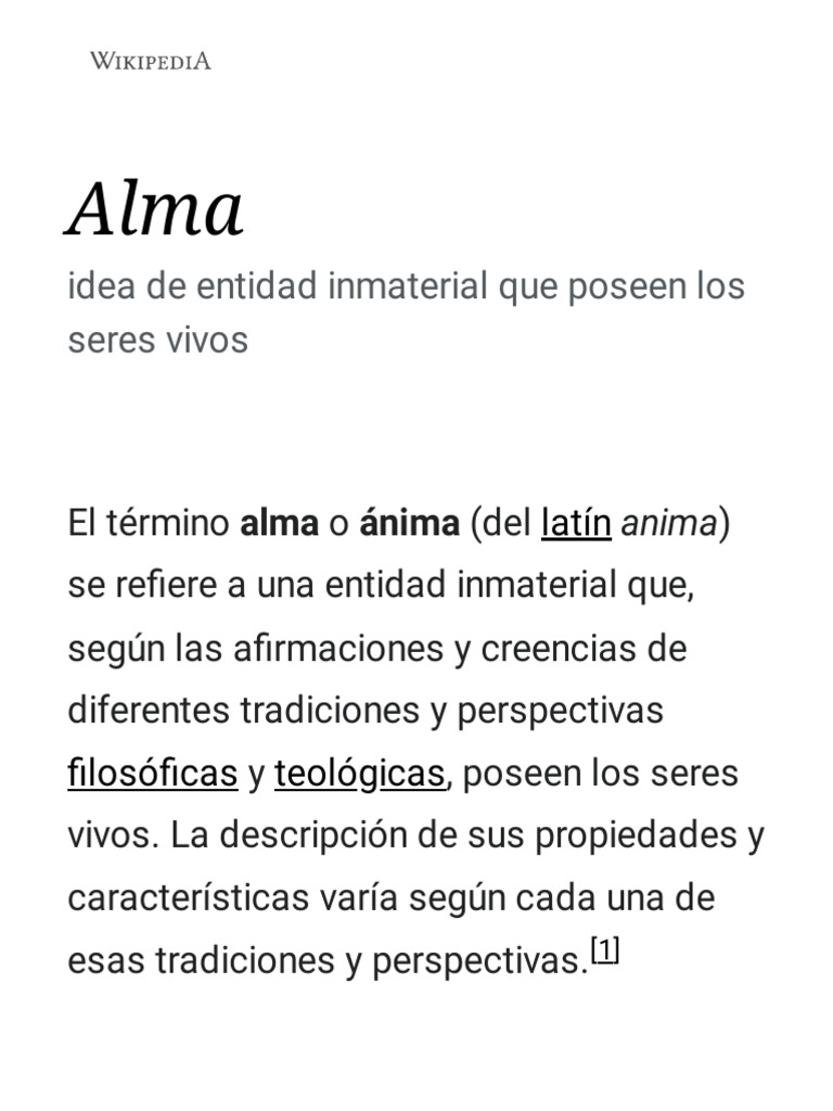 Alma Wikipedia, La Enciclopedia Libre PDF Alma Creencia