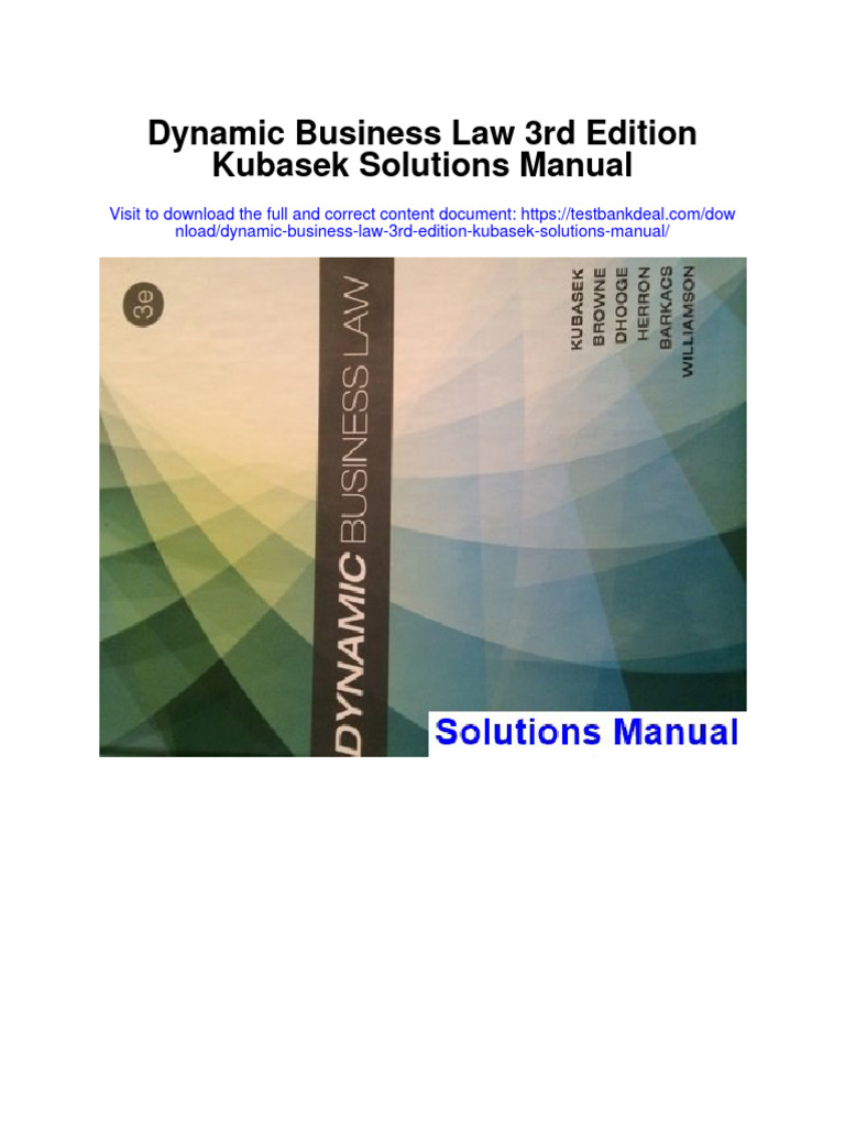 Dynamic Business Law The Essentials 5th Edition Kubasek Pdf