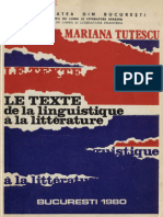 Tutescu Le Texte de La Linguistique A La Litterature 1980