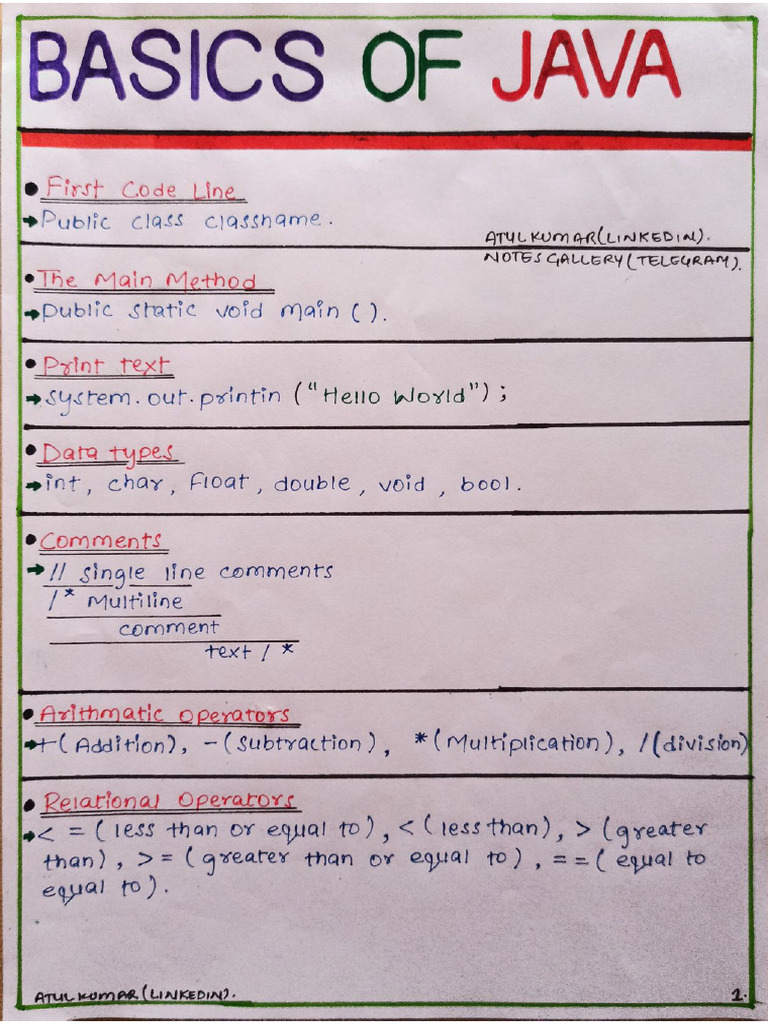 ?basics of Java ? Series - 2 Part - 1 | PDF