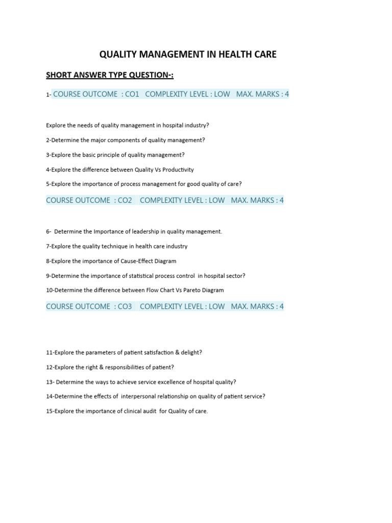 Quality Management in Health Care | PDF