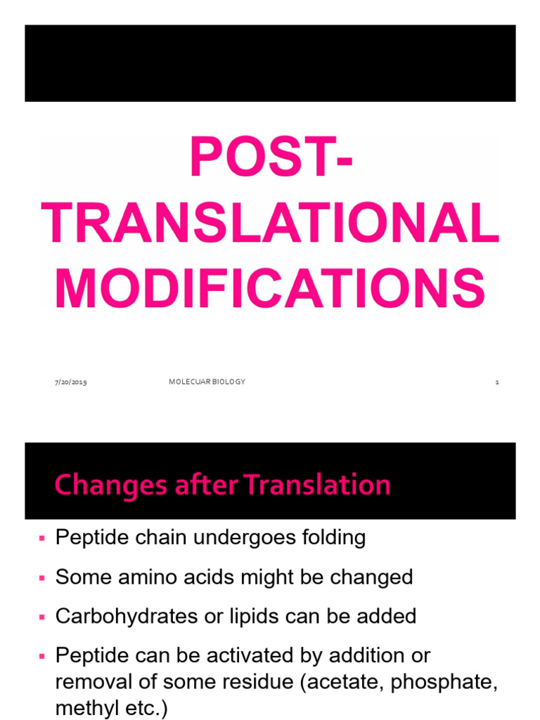 Post-Translational Modifications in Proteins | PDF | Proteins | Biology