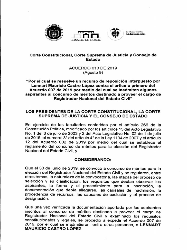 Acuerdo 010 de 2019 | PDF
