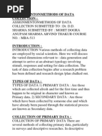 Download Assignment on Methods of Data Collection by Tulika Jeendgar SN68378371 doc pdf