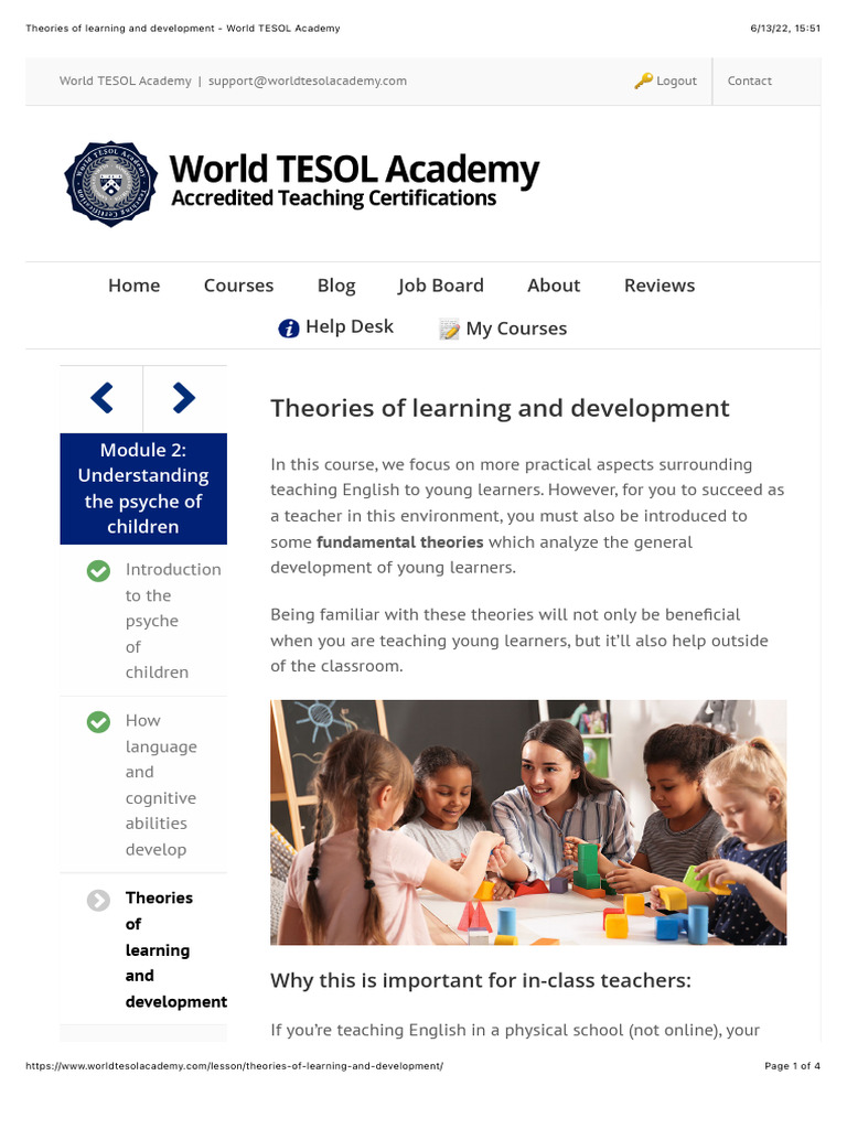 Theories of Learning and Development World TESOL Academy PDF