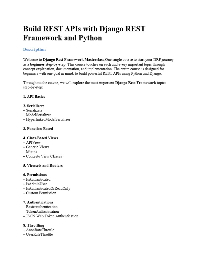 Build REST APIs With Django REST Framework and Python PDF