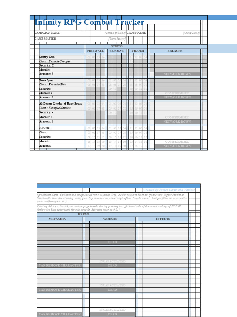 Infinity - Combat Tracker Template - Unknown (2d20 System) | PDF | Role ...