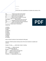 Worksheet For Present Continous Tense