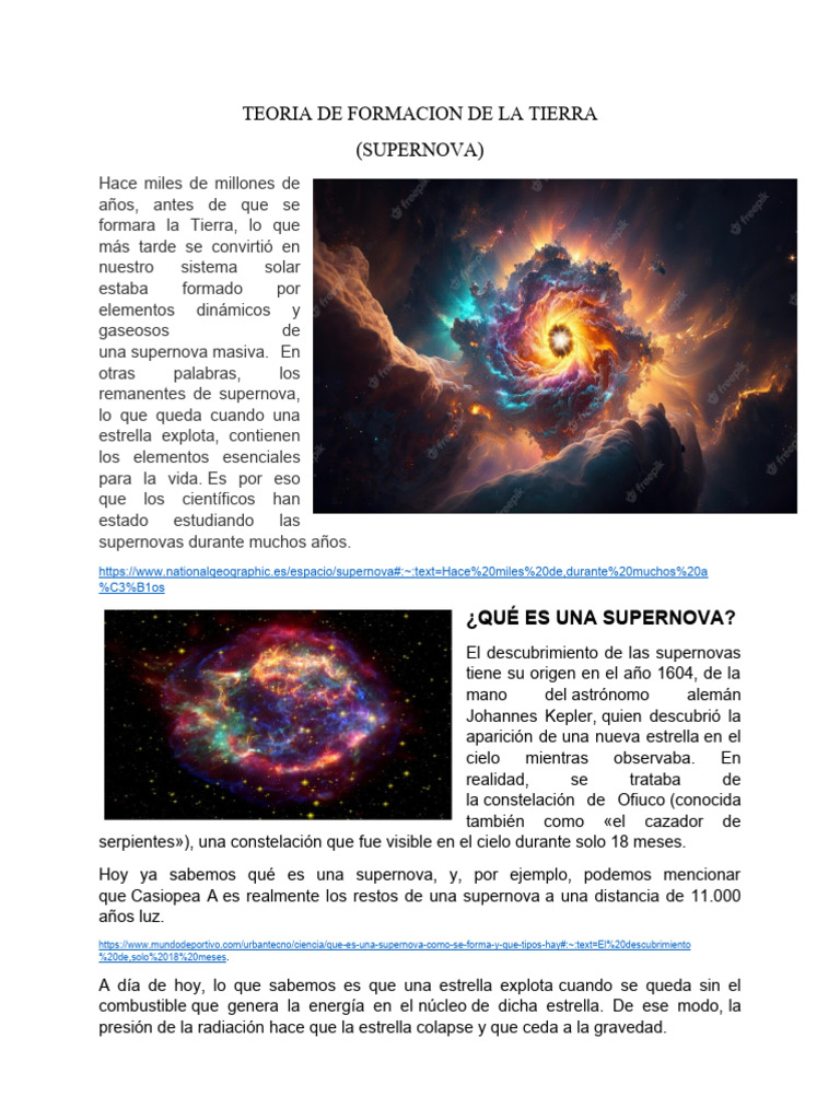 Supernovas y formación del sistema solar | PDF | Estrellas | Supernova