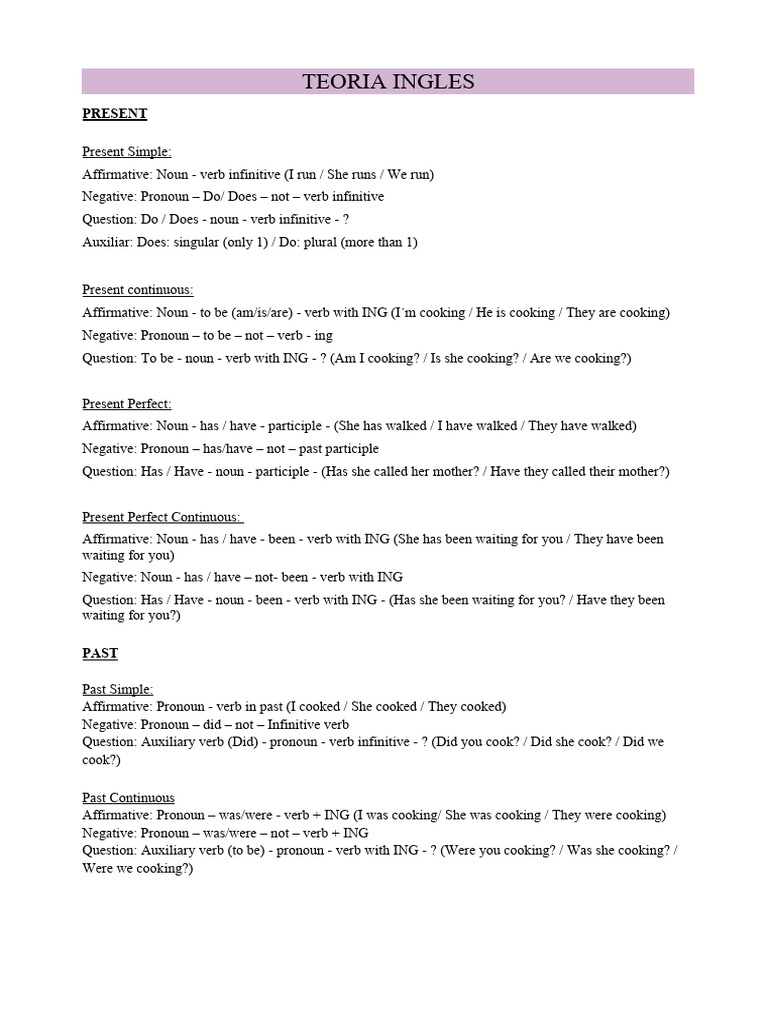 English Tenses Overview | PDF | Verb | Semantic Units