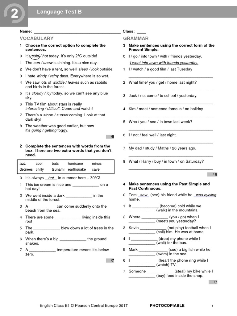 ECB1 Tests Language Test 2B | PDF