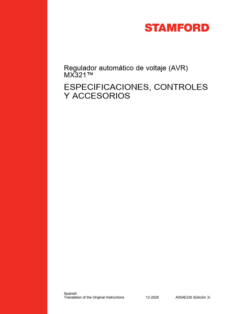 STAMFORD MX321 Automatic Voltage Regulator Manual Spanish PDF