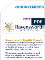Ravensworth Baptist Church Announcements 10/09/11
