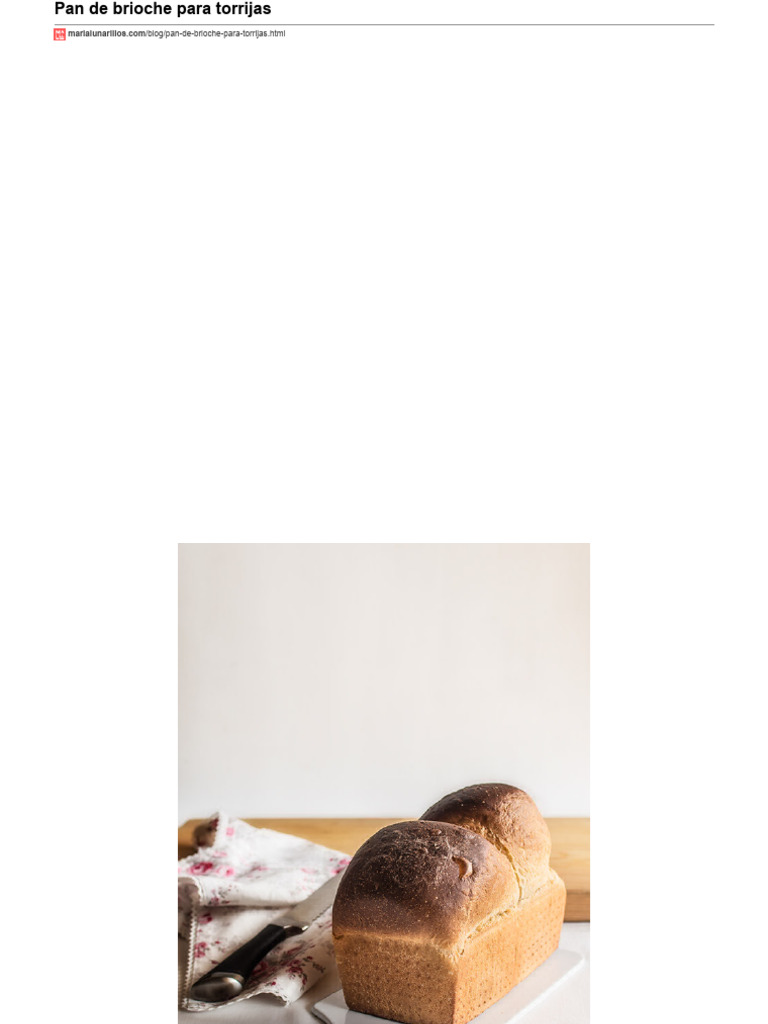Pan de Brioche para Torrijas PDF Panes Cocina occidental