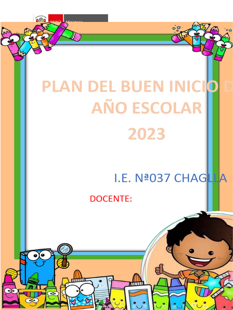 Plan Buen Inicio Año Escolar 2023 | PDF | Educación primaria | Enseñando