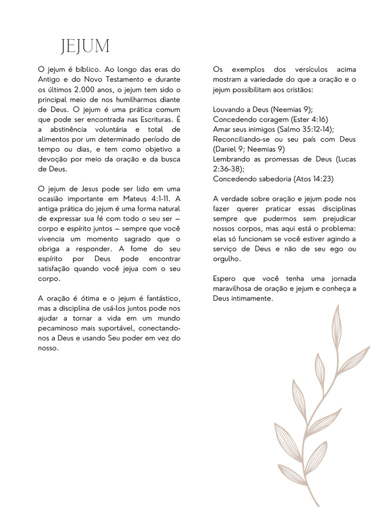 Plano De Jejum Download Grátis Pdf Jejum Oração