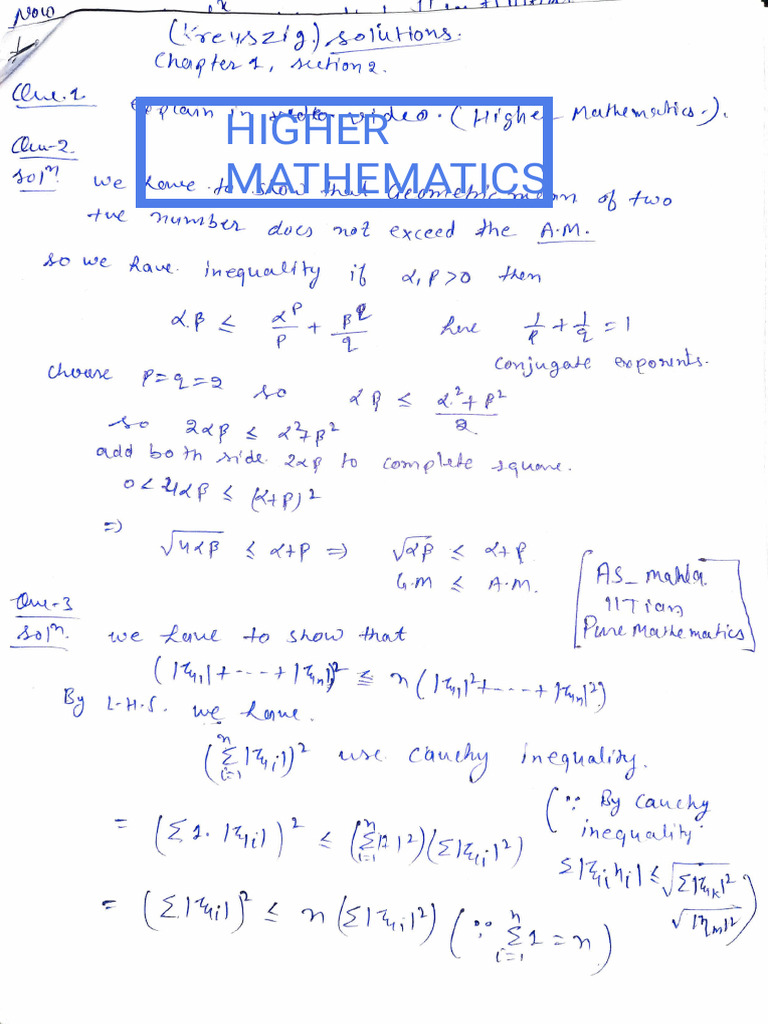 Kreyszig Functional Analysis Ch. 1 Solutions | PDF
