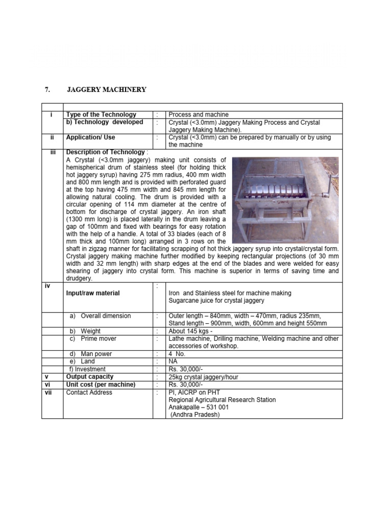 Jaggery Machinery PDF Sugar Diet & Nutrition