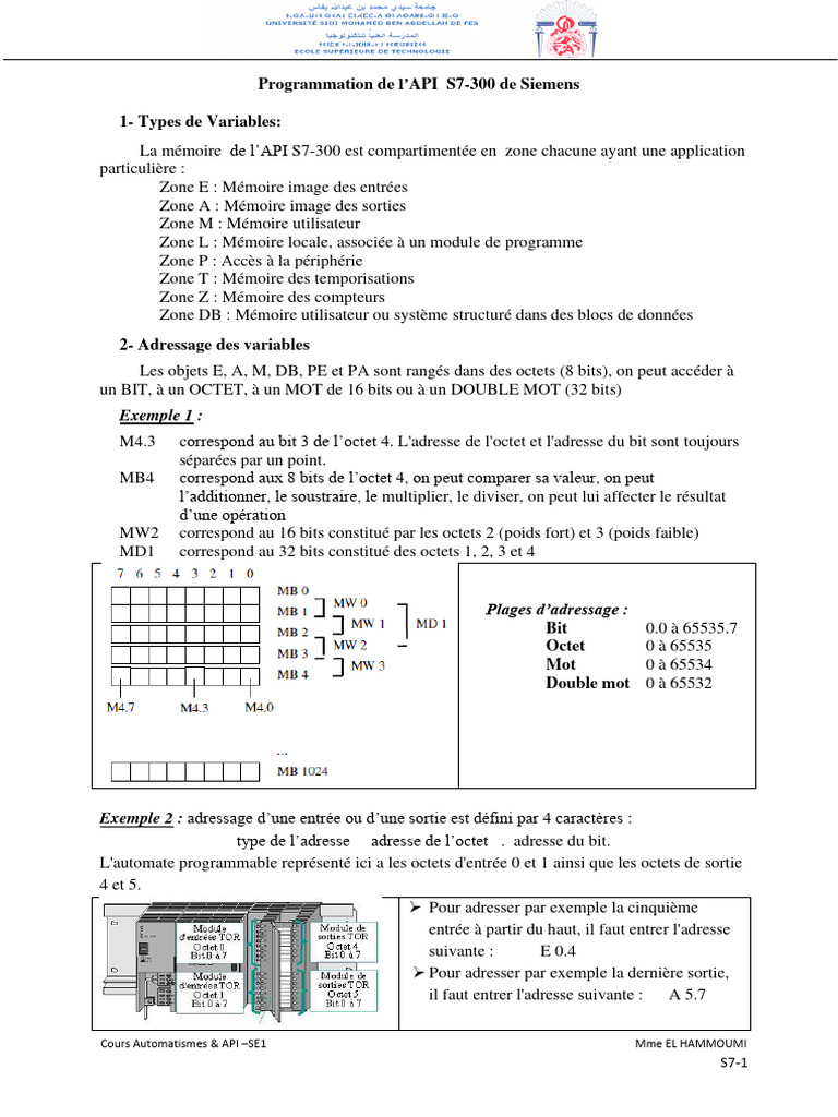 Programmation API S7-300 Siemens | PDF | Fonction trigonométrique | Bit