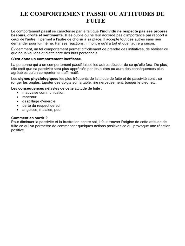 Types de Comportements Relationnels | PDF | Comportement | Colère