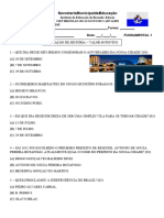 AVALIAÇÃO III DE HISTÓRIA - 3° Bimestre