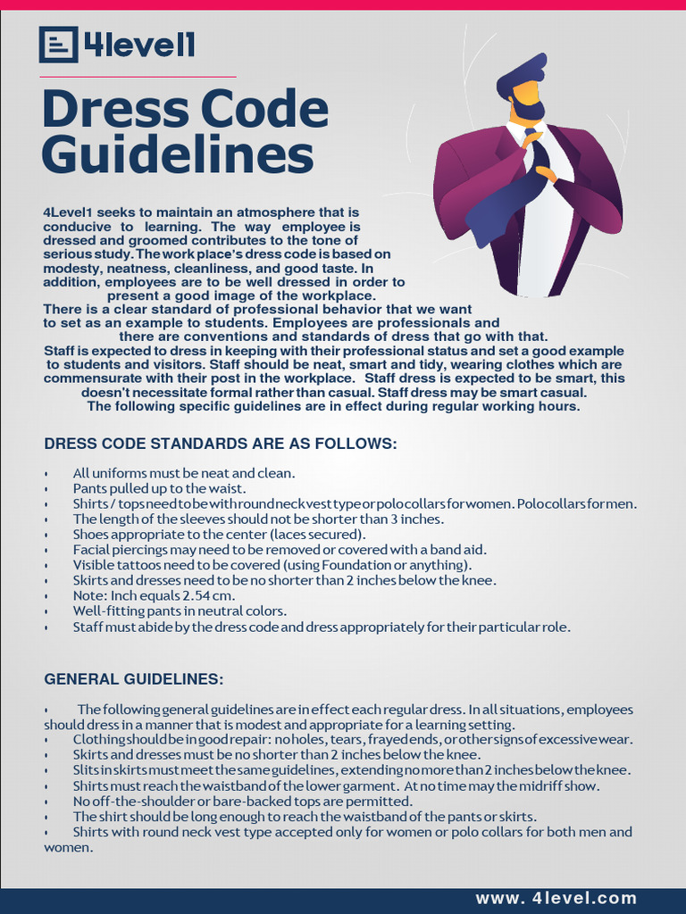 Employee Dress Code Guidelines | PDF | Dress | Trousers