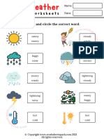 Weather Worksheets Look at The Picture and Circle The Correct Word