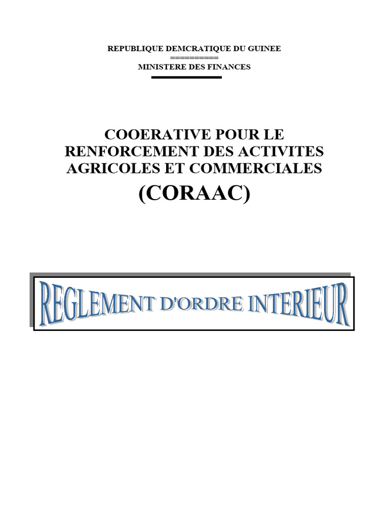 Règlement Intérieur de la CORAC | PDF | Vote | Élections
