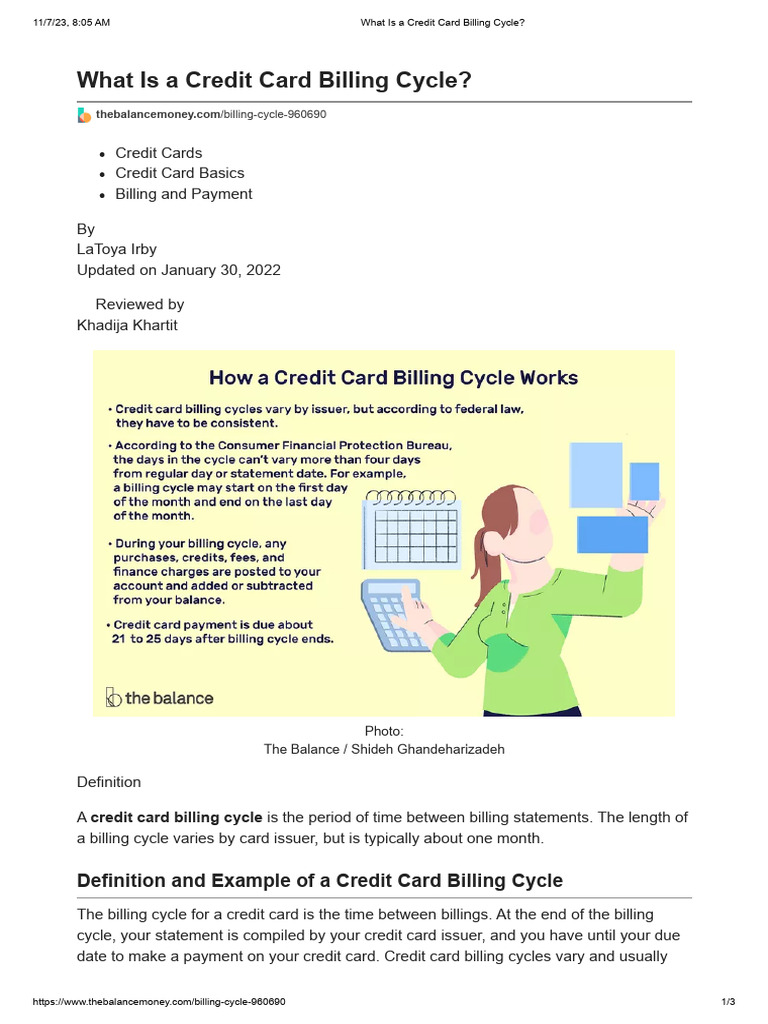 Credit Card Billing Cycle Guide | PDF | Credit Card | Banking